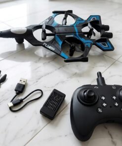 Alternative view of Flyer Remote Control Fighter Jet Drone with LED Light & 360 Degree Flip - Black & Blue