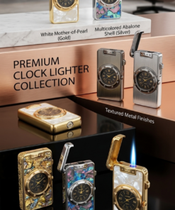 Premium Dual-Function Clock Lighter – Quartz Watch & Refillable Jet Flame Lighter