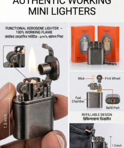 Tisen Mini Metal Kerosene Lighter Keychain (1.5 Inch) – Vintage Style Portable Lighter