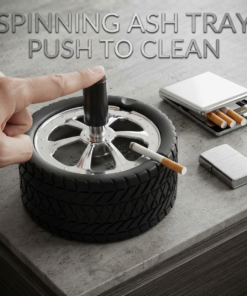 Creative Car Wheel Design Push Down Spinning Ashtray