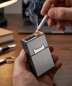 2-in-1 Premium Metal Cigarette Case with Built-in Rechargeable Electric Lighter