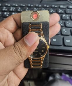 Alternative view of Luxury Quartz Watch Design USB Rechargeable Electronic Lighter with Gift Box - Black & Gold