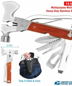 16-in-1 Multi-Function Camping Hammer & Axe with Pliers, Knife, Saw & Survival Tool Kit - Image 3