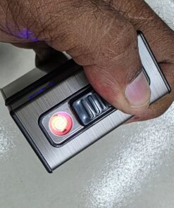 Alternative view of 2-in-1 Automatic Cigarette Case with Built-In USB Tungsten Lighter (20 Capacity) - প্রিমিয়াম মেটাল সিগারেট বক্স