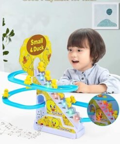 Baby Duck Track Toy Yellow Duck Racing Suit Climbing Stairs Toy With Flashing Light Music Track Small Duck Electric Toys-বাচ্চা হাঁসের ট্র্যাক খেলনা হলুদ