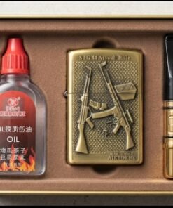Premium Metal Kerosene Lighter Gift Set (Football / Military Design with Refill Fluid & Accessory) - গিফট বক্স সেট