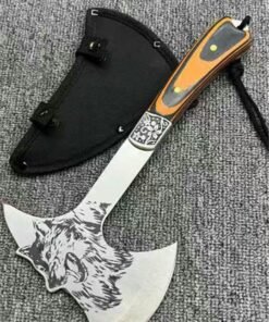 Outdoor Camping Wolf Design Tactical Axe & Hatchet with Protective Sheath (579g)